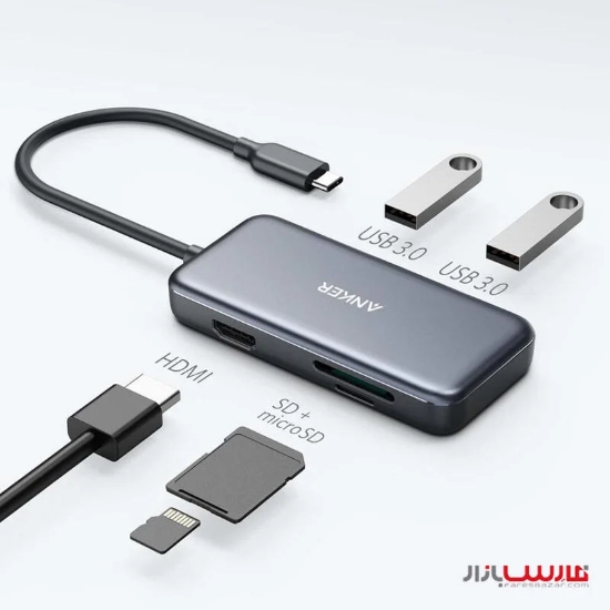 تصویر  هاب ۵ پورت انکر مدل Anker PowerExpand USB-C A8334 