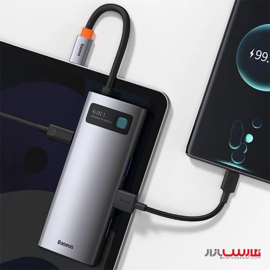 هاب ۶ پورت بیسوس مدل Baseus Metal Gleam Multifunctional Type-C CAHUB