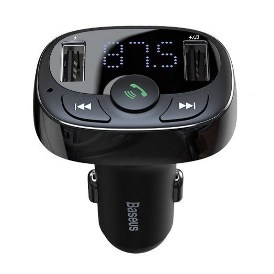 شارژر فندکی و پخش‌کننده FM بلوتوثی بیسوس مدل Baseus T typed S-09A tooth MP3 car charger CCTM-01