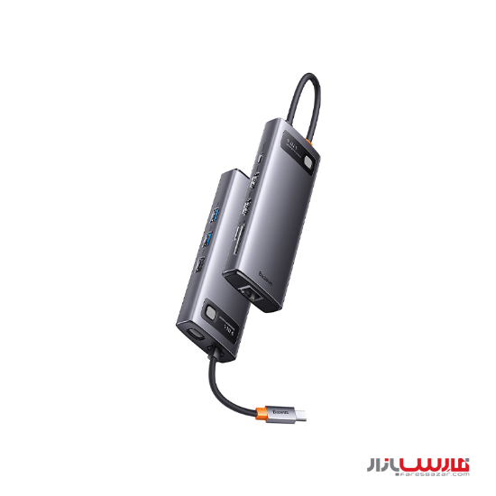 هاب ۹ پورت بیسوس مدل Baseus Metal Gleam Series WKWG060013 با کابل Type-C