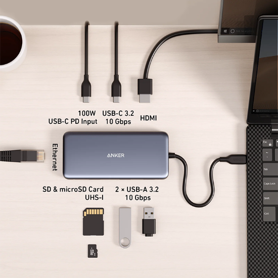 هاب ۸ پورت انکر مدل Anker PowerExpand A8383 با کابل USB-C