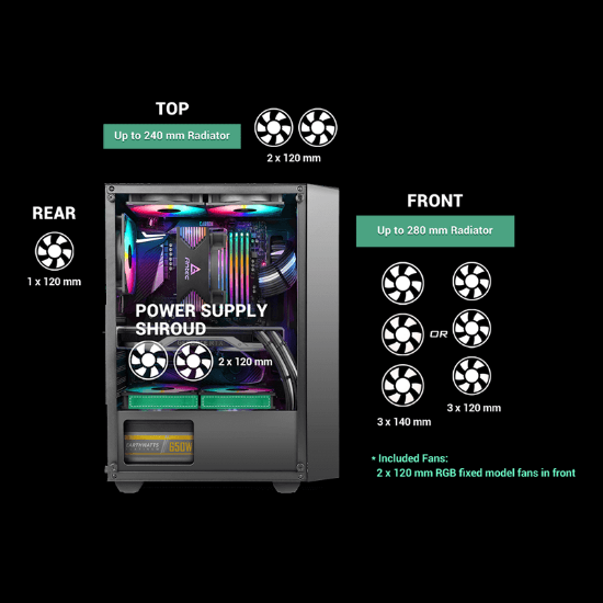 کیس گیمینگ انتک مدل Antec NX270 TG Mid Tower Gaming Case