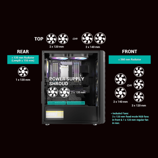 کیس گیمینگ انتک مدل Antec NX291 Mid Tower Gaming Case