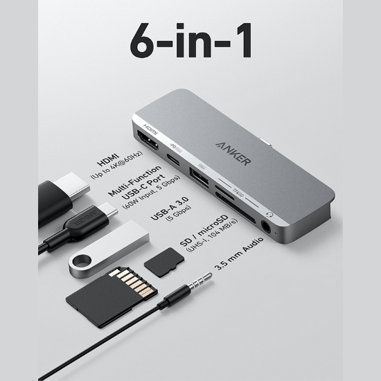 هاب ۶ پورت انکر مدل Anker 541 A8363HA1 USB-C