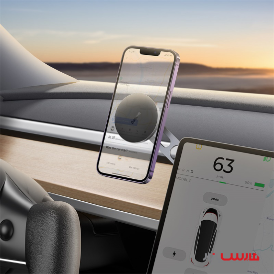 پایه نگهدارنده موبایل بیسوس مدل Baseus Car Mount Magnetic T Space Series Folding Metal Phone Holder C40151300S11-00