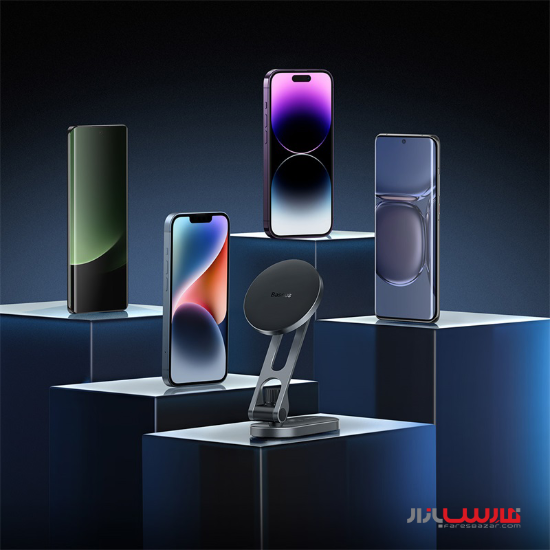 پایه نگهدارنده موبایل بیسوس مدل Baseus Car Mount Magnetic T Space Series Folding Metal Phone Holder C40151300S11-00