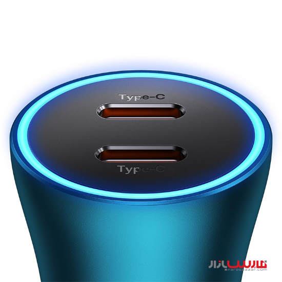 شارژر فندکی ۴۰ واتی بیسوس مدل Baseus Golden Contactor Pro car charger 2x USB-C 40W blue CGJP000003
