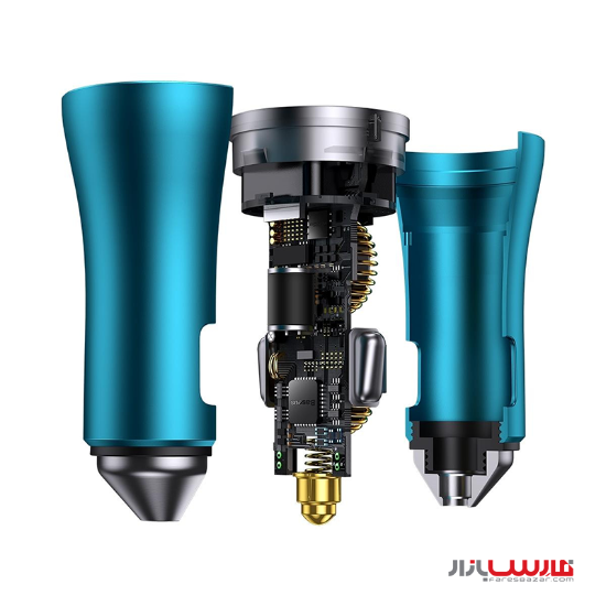 شارژر فندکی ۴۰ واتی بیسوس مدل Baseus Golden Contactor Pro car charger 2x USB-C 40W blue CGJP000003