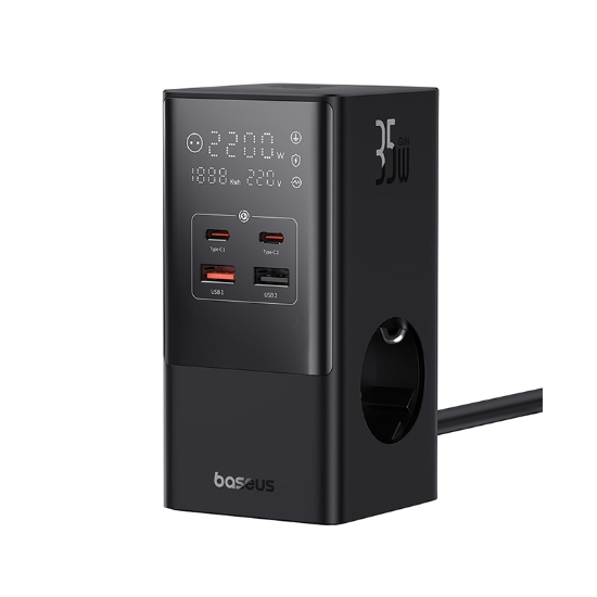 شارژر رومیزی ۳۵ وات بیسوس مدل PowerCombo Tower Digital E00023606113-00