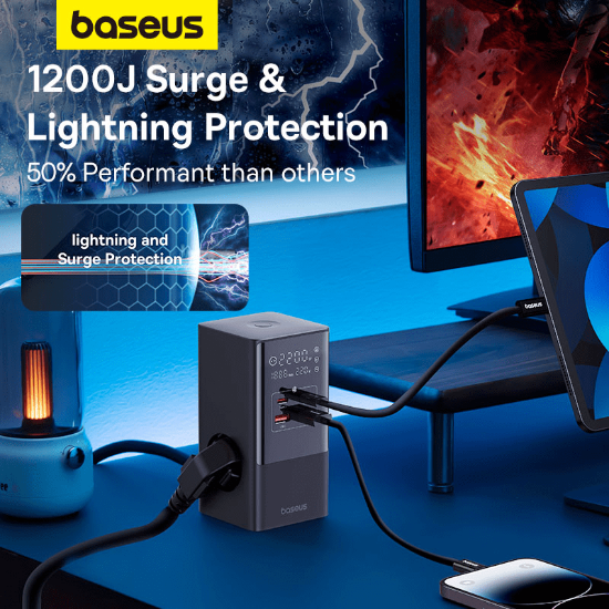 شارژر رومیزی ۳۵ وات بیسوس مدل PowerCombo Tower Digital E00023606113-00