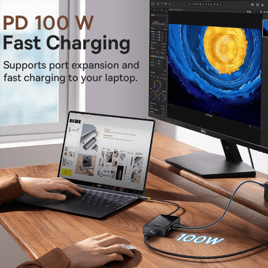 هاب ۶ پورت بیسوس مدل PioneerJoy WKYY030213 با کابل Type-C