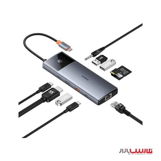 هاب ۱۰ پورت بیسوس مدل Metal Gleam Series II B00061800813-00 با کابل Type-C