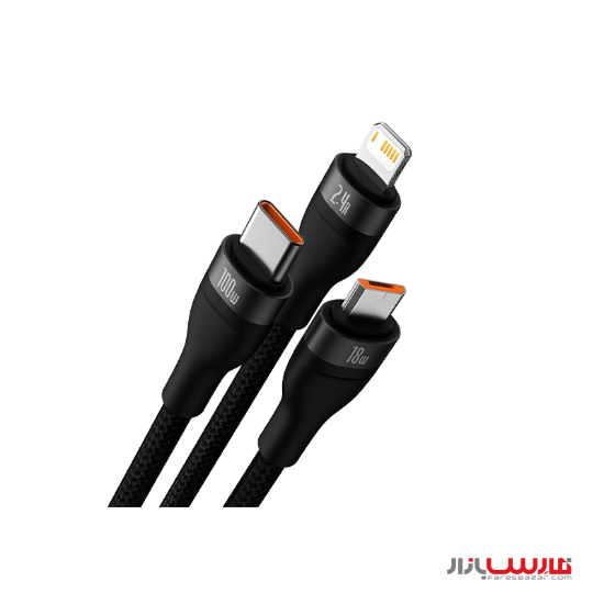 کابل سه سر ۱.۲ متری بیسوس مدل Flash Series Ⅱ CASS0300