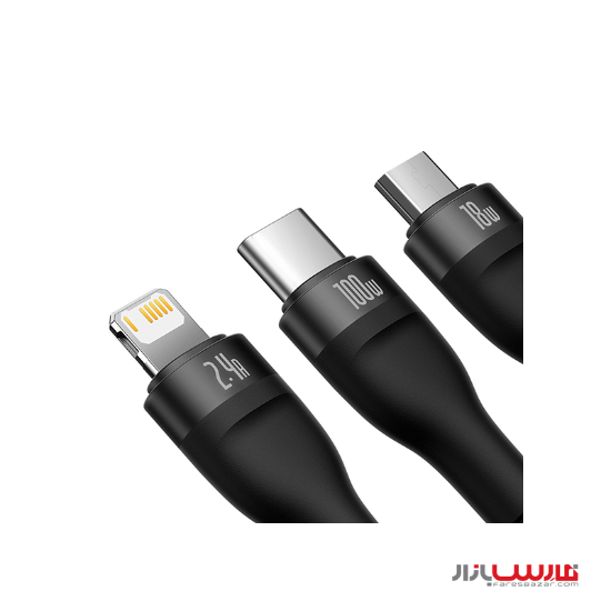 کابل سه سر ۱.۲ متری بیسوس مدل Flash Series Ⅱ CASS0300