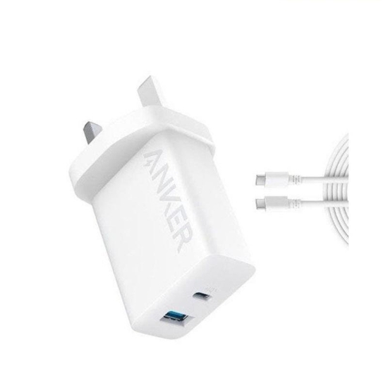 شارژر دیواری ۲۰ واتی انکر به همراه کابل USB-C مدل Anker 312 B2348 با سوکت UK